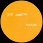 All of these sunspots have stable magnetic fields that do not pose a threat for strong flares. Solar activity is low.  [Photo courtesy of NASA SDO/HMI]