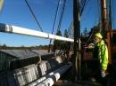 Doug Faunt, N6TQS, on the deck of the Tall Ship Bounty. The Bounty sank during Hurricane Sandy, and the US Coast Guard rescued Faunt and 14 of his 15 shipmates. Bounty Captain Robin Walbridge, KD4OHZ, is presumed lost at sea. [Photo courtesy of Doug Faunt, N6TQS]