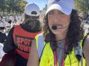 Jen DeSalvo, W9TXJ, working near the finish line with a medical team. 