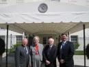 White House Cybersecurity Coordinator Howard A. Schmidt, W7HAS (left) invited the ARRL to the White House to brief staff on the part that Amateur Radio plays in Emergencies. Standing with Schmidt outside the West Wing are (left to right) ARRL President Kay Craigie, N3KN, ARRL Chief Executive Officer David Sumner, K1ZZ, and ARRL Emergency Preparedness Manager Mike Corey, W5MPC, 